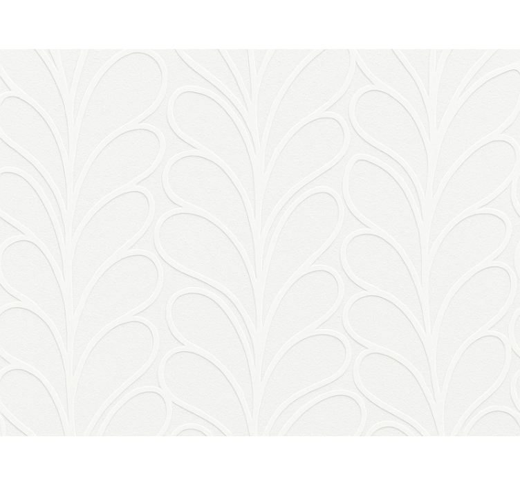 客厅墙纸3d白色叶子纹理 - TenStickers