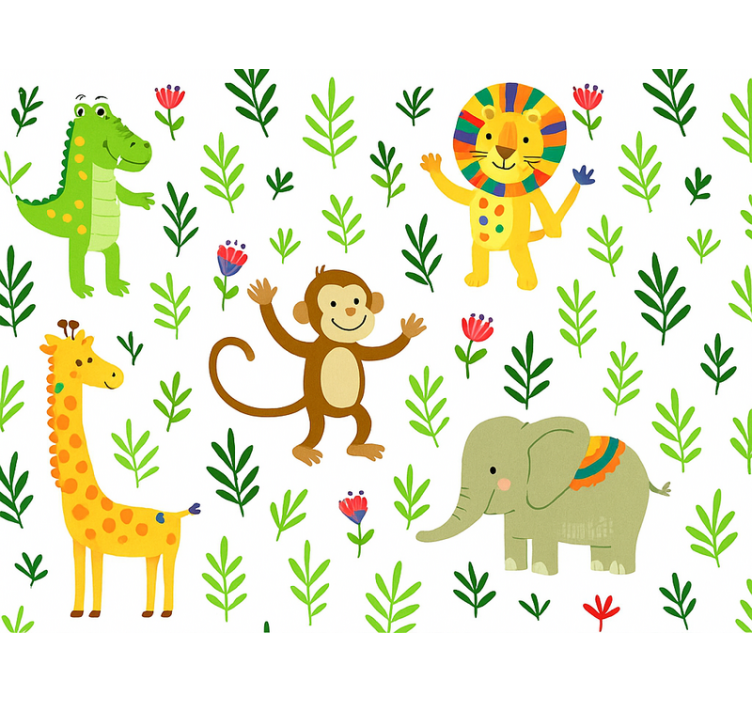 儿童墙纸可爱快乐动物图案 - TenStickers