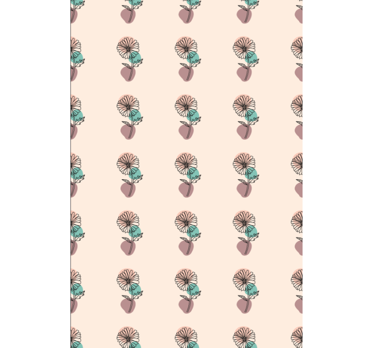 墙纸花卉雏菊花自然线条艺术设计 - TenStickers