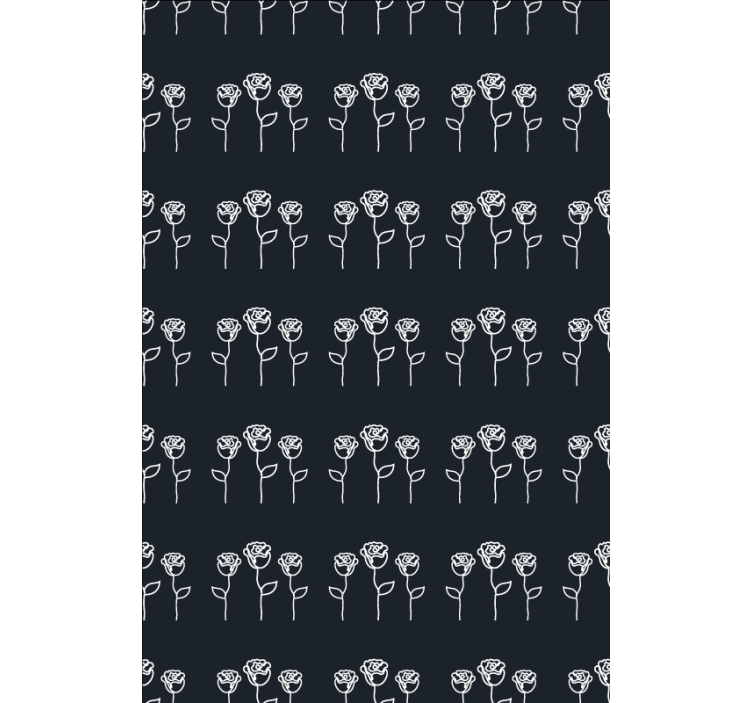 墙纸花卉简约玫瑰插画线条 - TenStickers