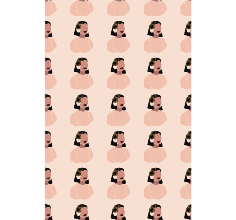 墙纸花卉可爱女性向日葵面孔 - TenStickers