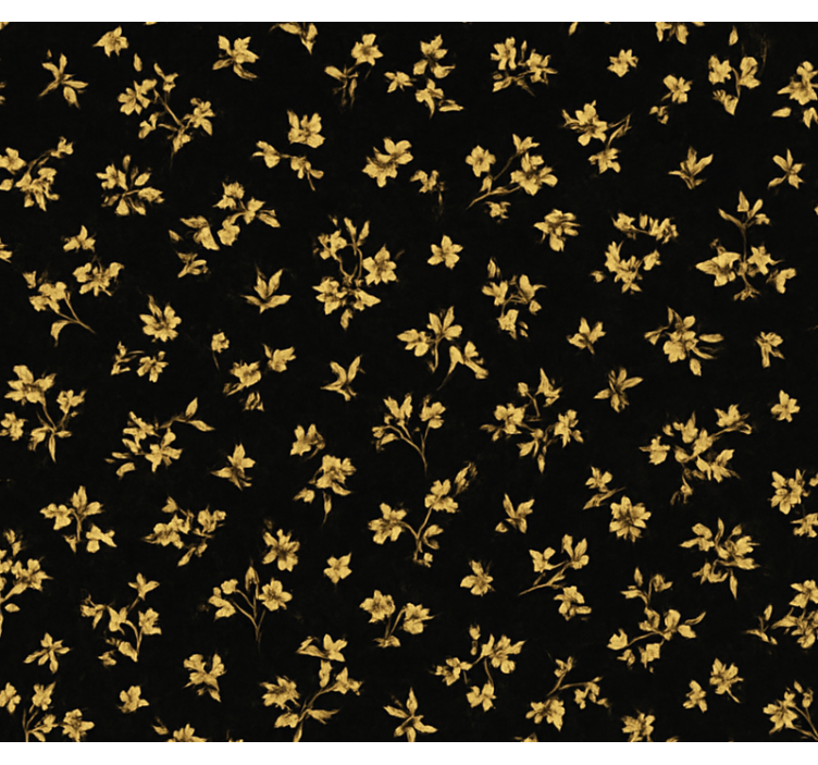 卧室墙纸装饰深色背景金色花朵 - TenStickers