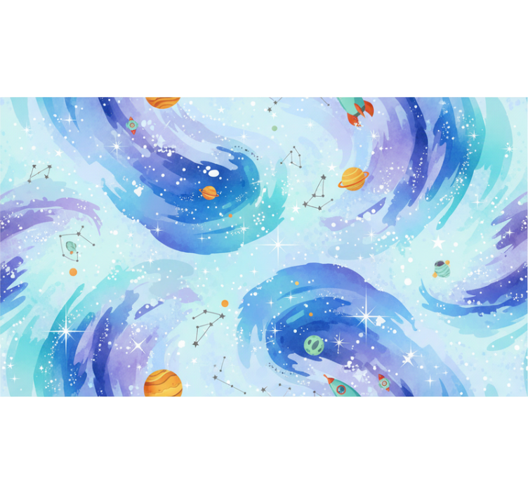 儿童墙纸银河风格浅蓝色 - TenStickers