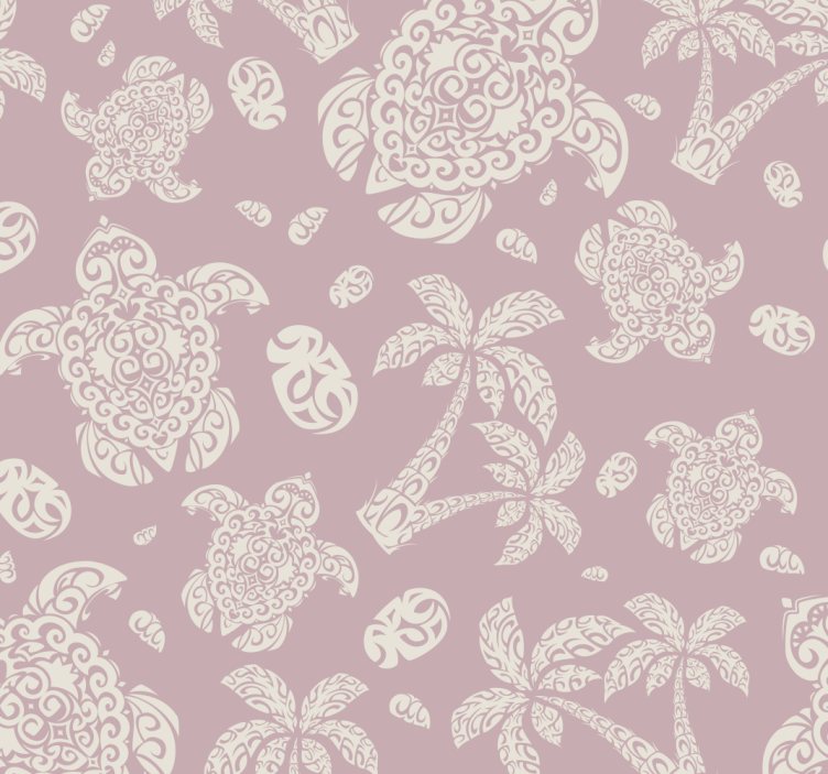 夏威夷龟和棕榈树动物壁纸 - TenStickers