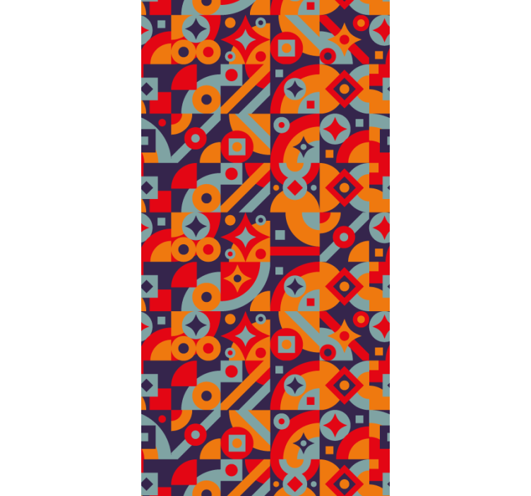 复古墙纸 几何图案 - TenStickers