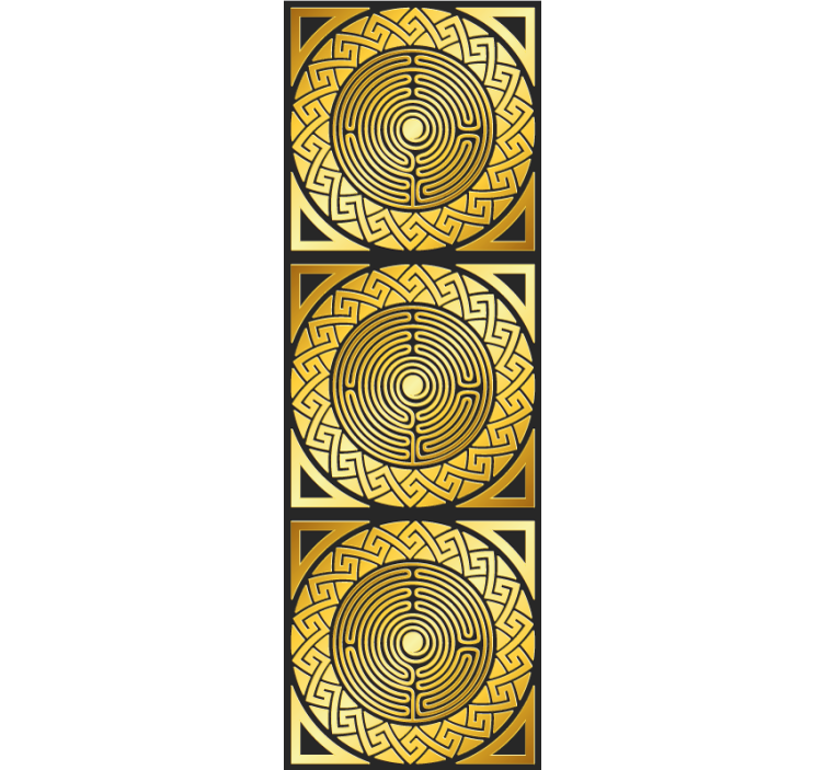 黄色墙纸 迷宫对称 - TenStickers