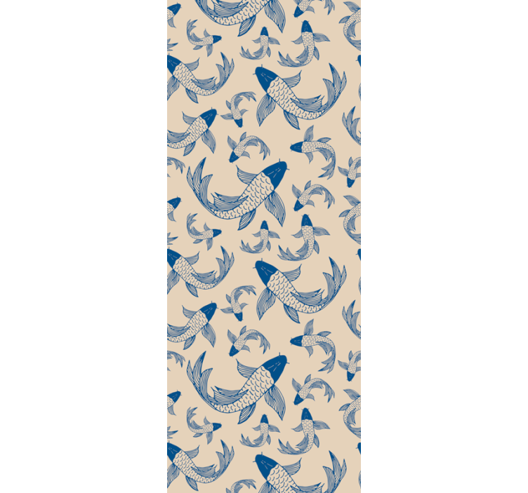 游泳的鱼和米色客厅壁纸 - TenStickers