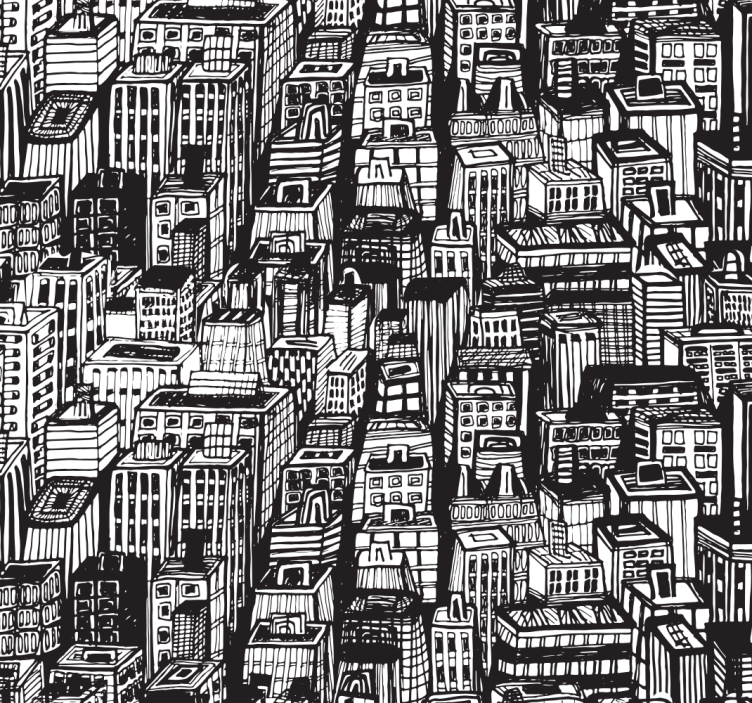城市和乡村壁纸 城市素描混乱 - TenStickers