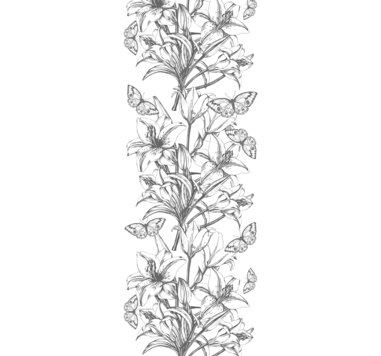 墙纸花卉蝴蝶与百合 - TenStickers