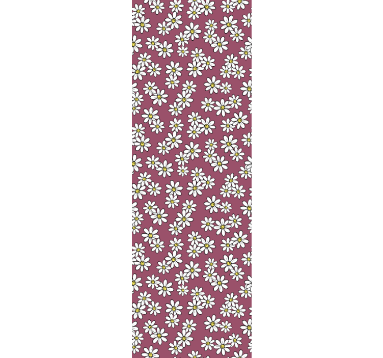 墙纸花卉红色底纹上的雏菊 - TenStickers