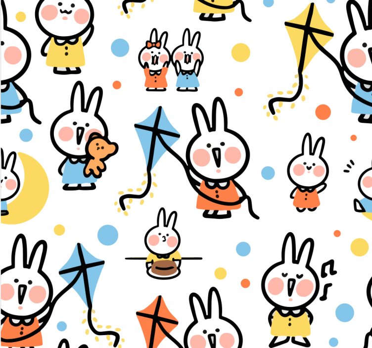 墙纸 动物壁纸 放风筝的兔子 - TenStickers