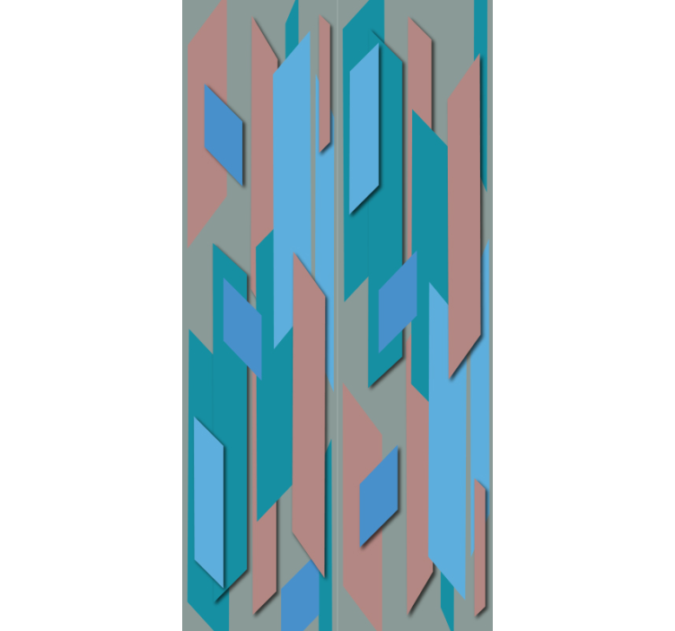 客厅墙纸抽象蓝色与粉色形状 - TenStickers