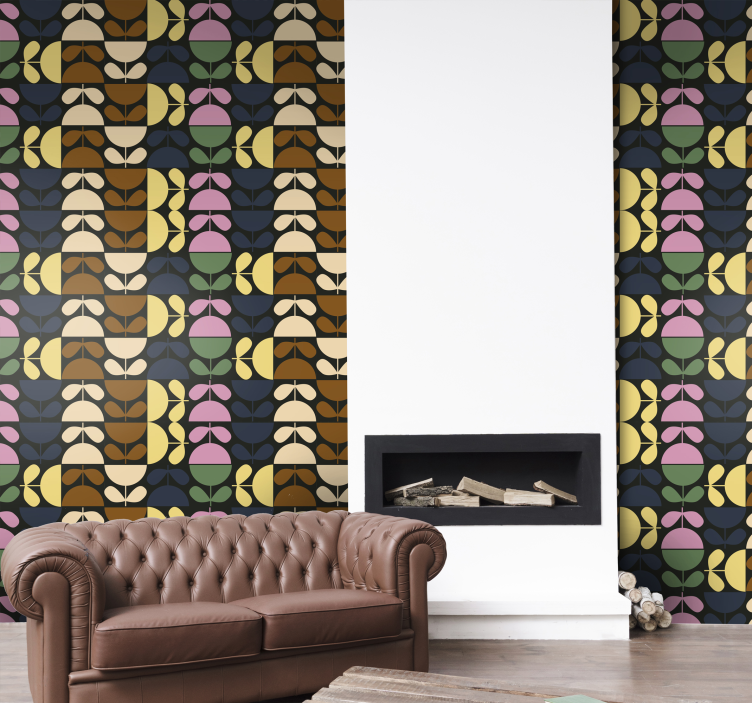 墙纸 花卉观赏 风格化叶子图案 - TenStickers