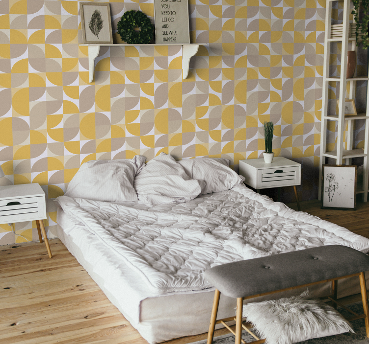 复古橙色圆圈图案参差不齐的壁纸 - TenStickers