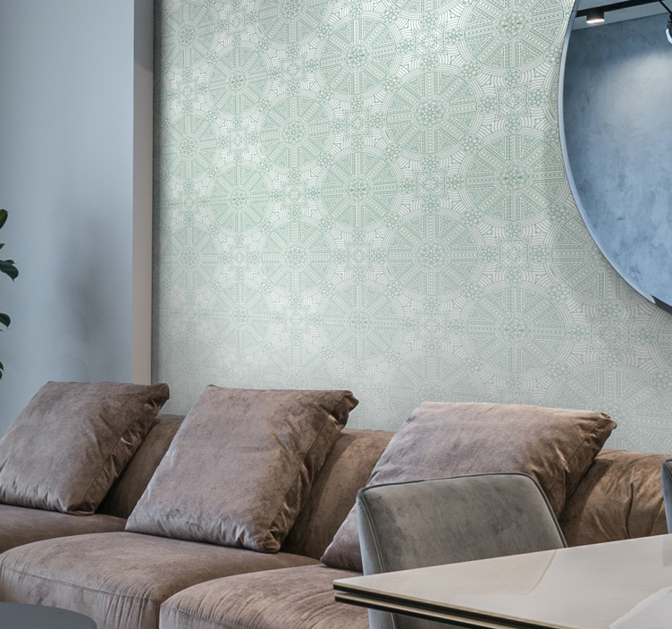 墙纸 主卧 绿色波西米亚阿兹特克图案 - TenStickers