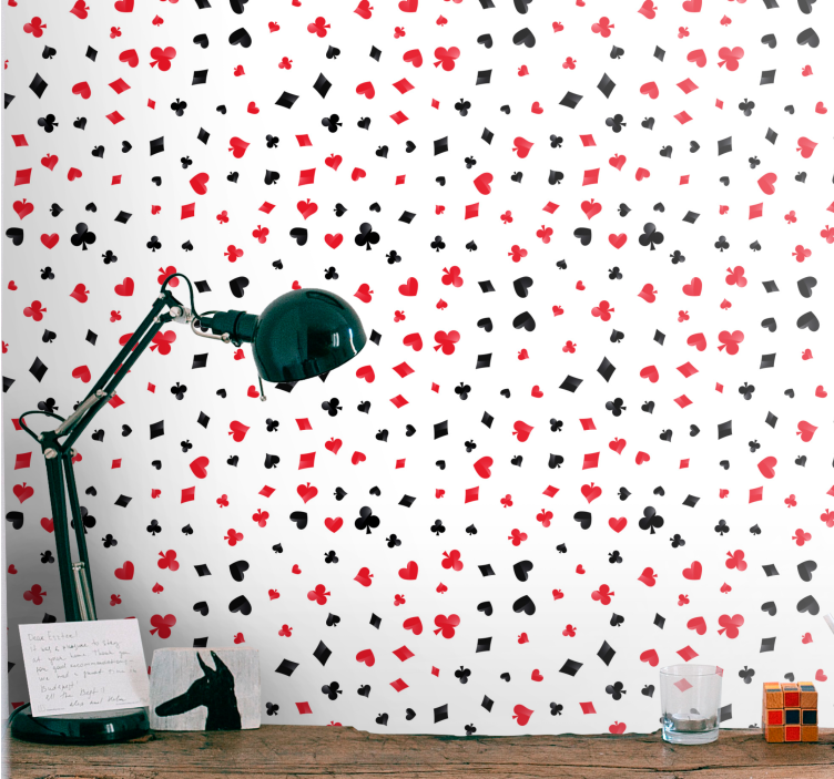 少女卧室墙纸与扑克牌符号设计 - TenStickers