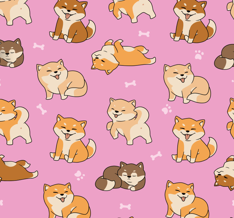 墙纸 猫 顽皮的柴犬 - TenStickers