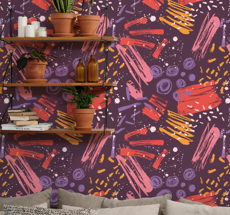 墙纸 抽象 富有表现力的笔触 - TenStickers