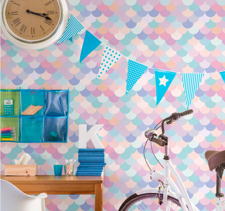 动物壁纸呈现柔和色调的鳞片 - TenStickers