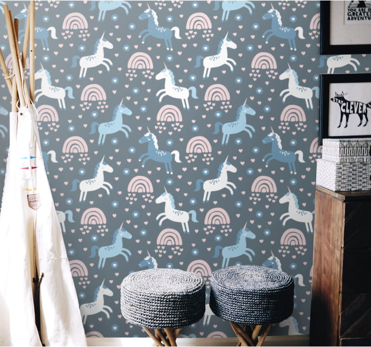 墙纸 动物壁纸 长颈鹿彩虹图案 - TenStickers