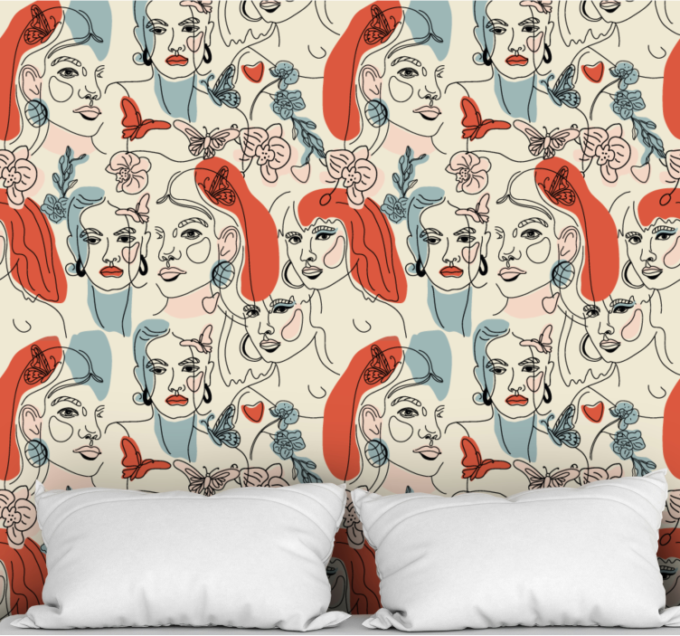 墙纸 艺术 女性线条艺术 - TenStickers