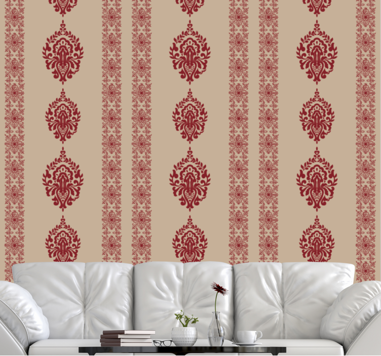 墙纸 巴洛克式 优雅红色图案 - TenStickers
