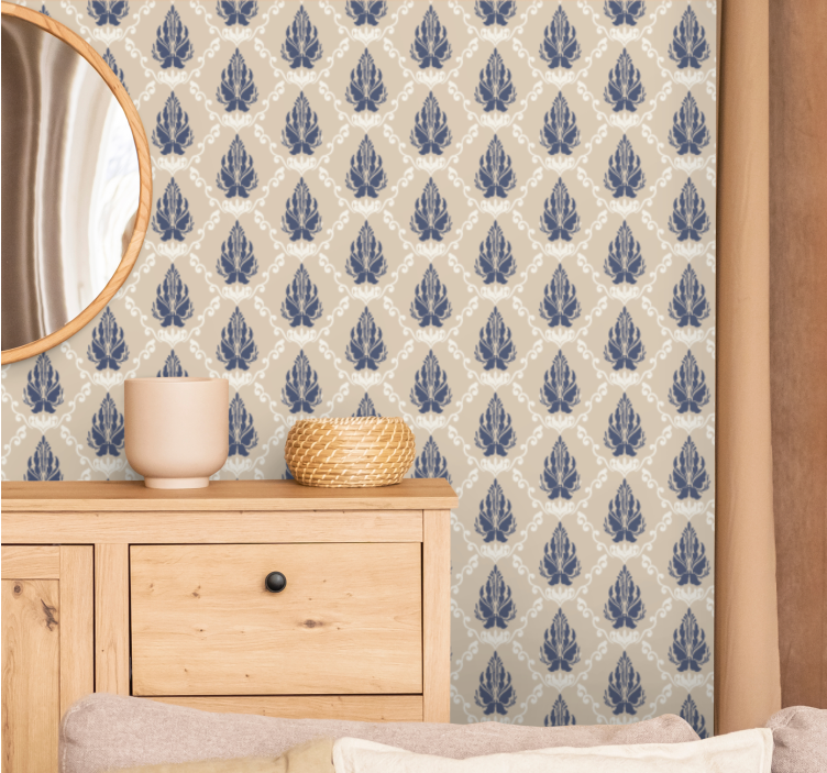 墙纸 巴洛克式 叶片花卉图案 - TenStickers