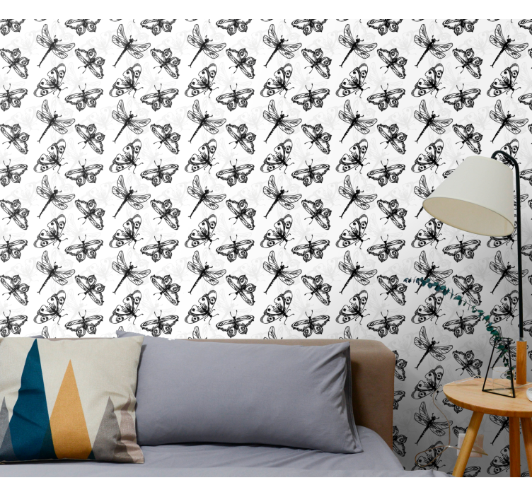 墙纸 蝴蝶壁纸 黑色蜻蜓 - TenStickers