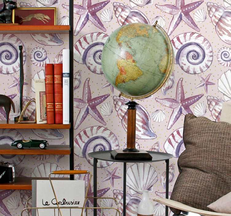 墙纸 鱼 蝴蝶贝壳图案 - TenStickers