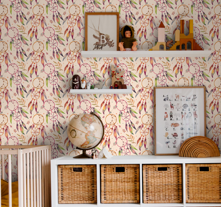 儿童墙纸 花卉捕梦网图案 - TenStickers