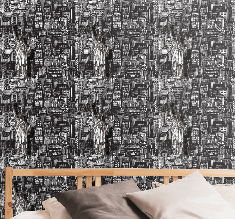 城市和乡村壁纸 雕像城市拼贴 - TenStickers