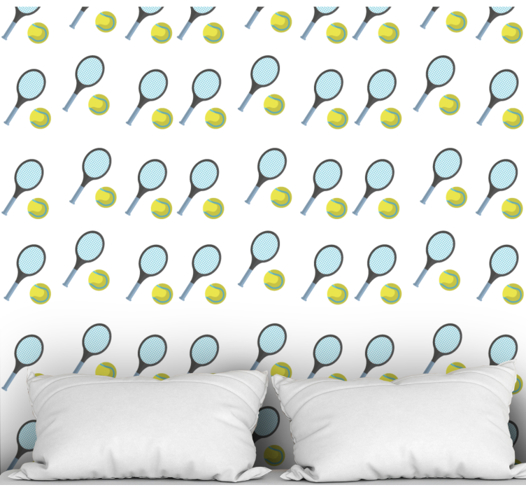 墙纸 定制墙纸 网球拍与球 - TenStickers