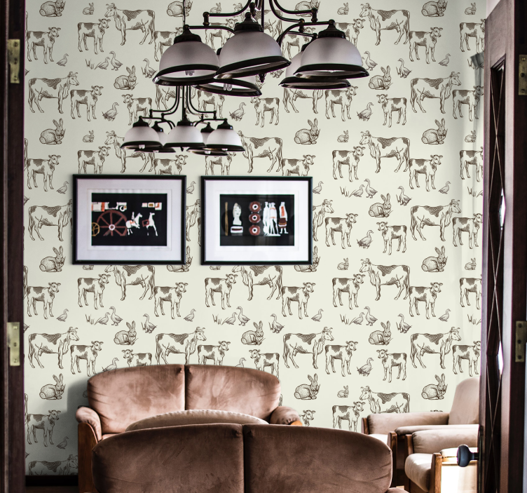 墙纸 动物壁纸 农场动物素描 - TenStickers