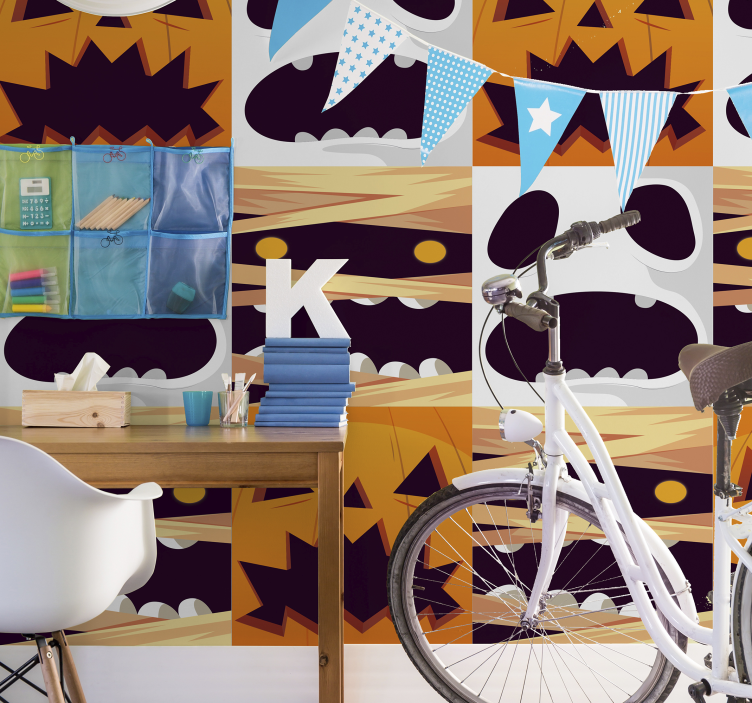 墙纸 万圣节 令人毛骨悚然的面孔 - TenStickers