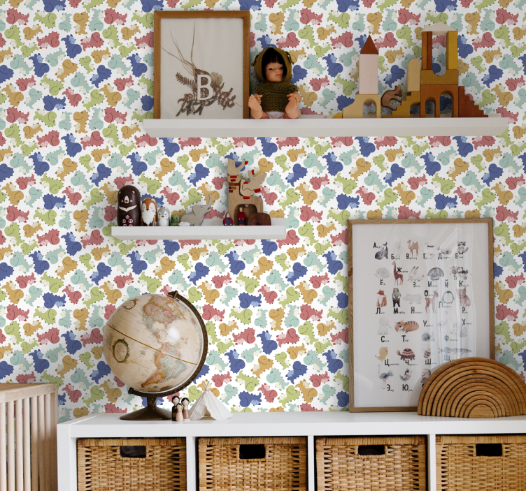 墙纸 恐龙 欢快的恐龙图案 - TenStickers