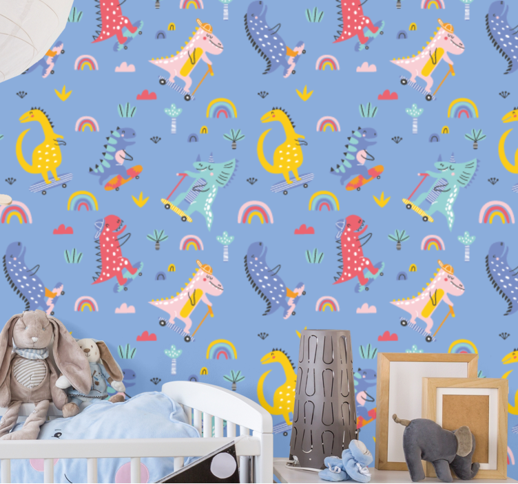 墙纸 恐龙 滑冰恐龙 - TenStickers