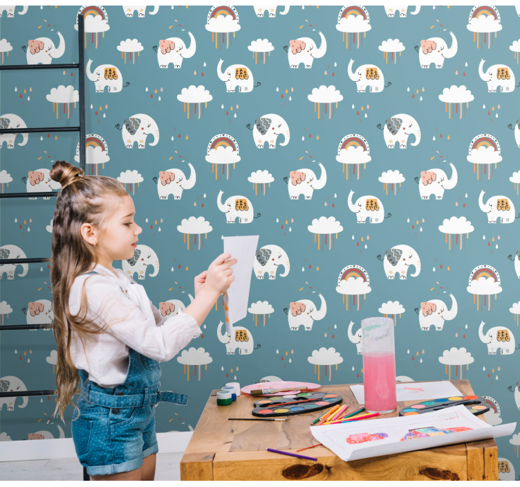 墙纸 大象 嬉戏的大象游行 - TenStickers