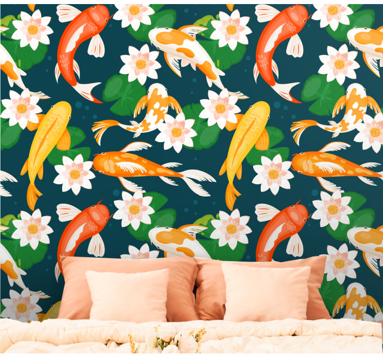 墙纸 鱼 锦鲤池塘植物 - TenStickers