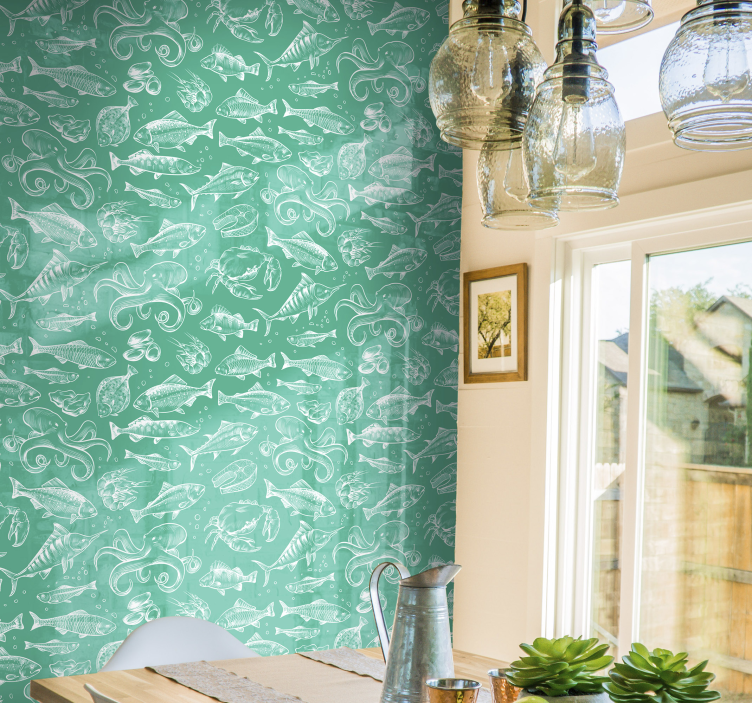 墙纸 鱼 海洋生物图案 - TenStickers
