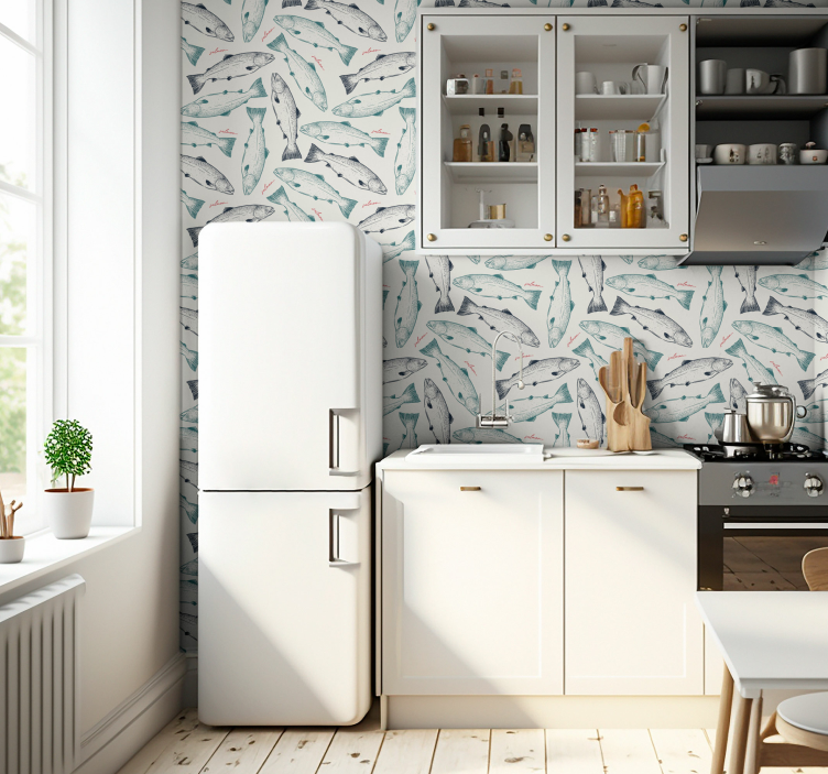 墙纸 鱼 鲑鱼图案 - TenStickers