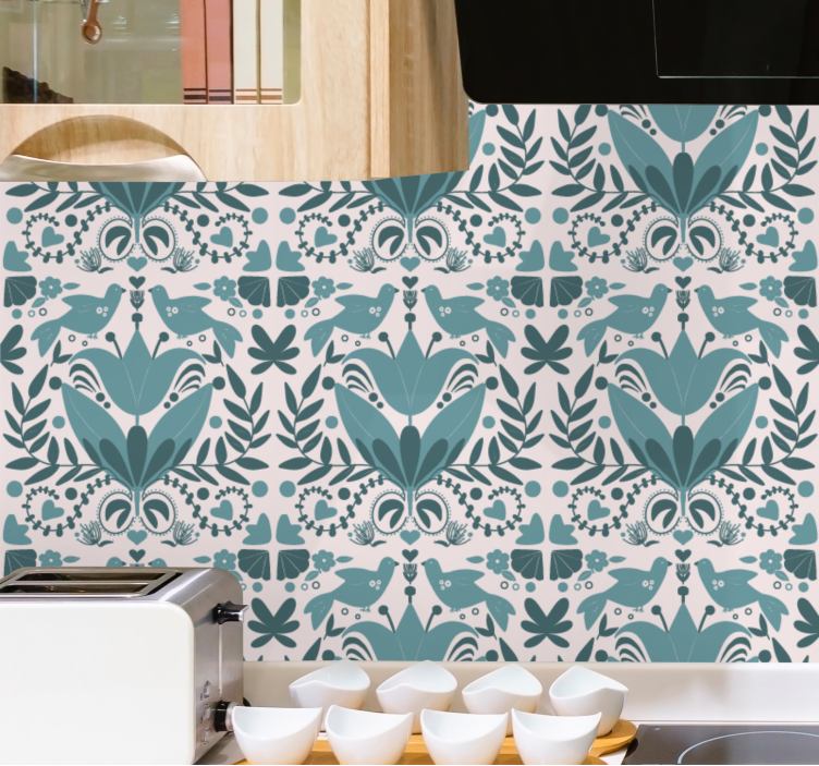 墙纸 花卉观赏 花卉对称图案 - TenStickers