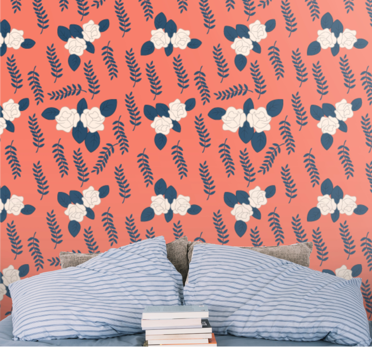 墙纸 花卉观赏 红色蕨类植物布置 - TenStickers