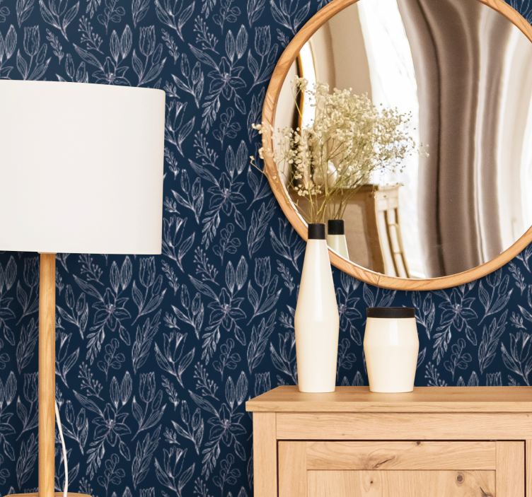 墙纸花卉蓝色盛开图案 - TenStickers