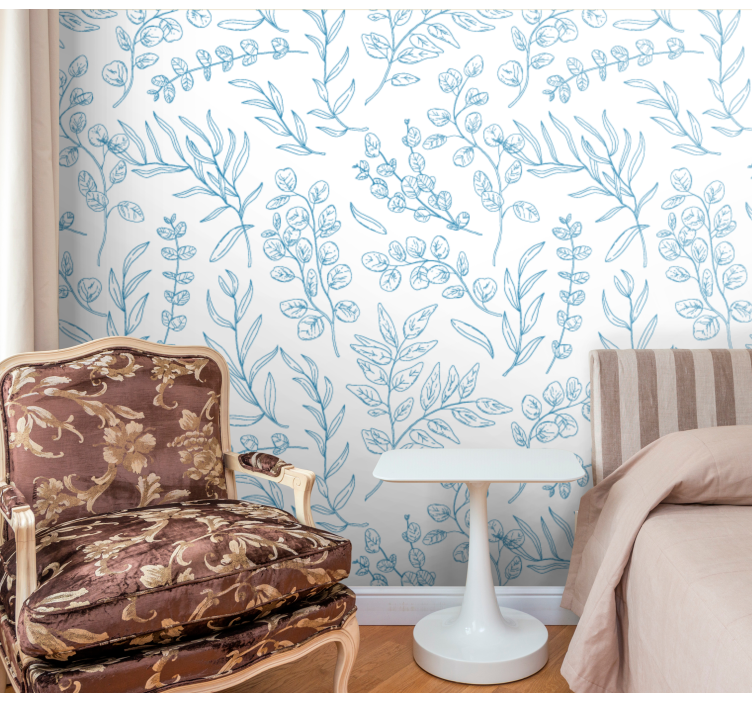 墙纸 树叶 花卉素描设计 - TenStickers