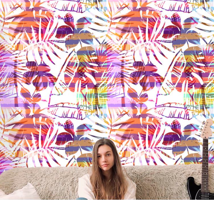 墙纸花卉生动的花卉图案 - TenStickers