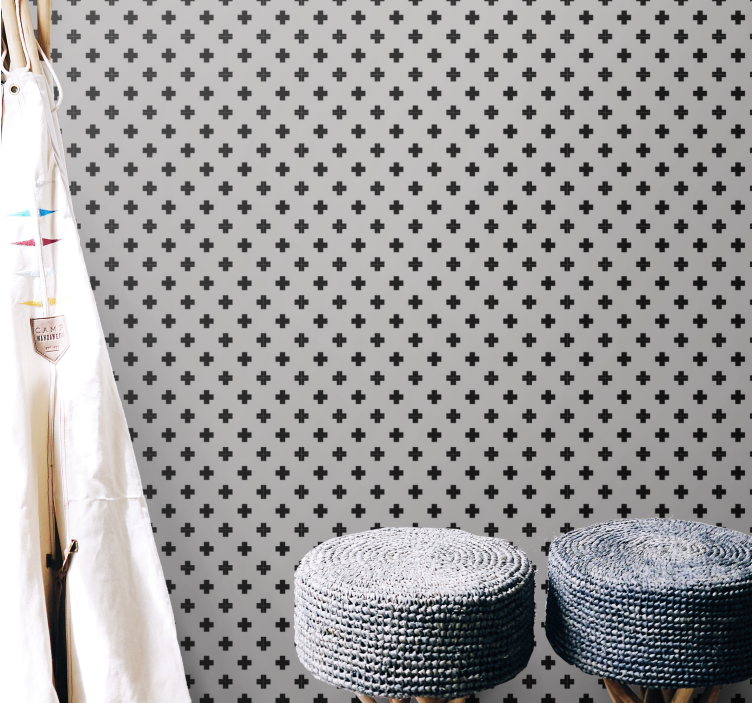 几何墙纸 十字图案 - TenStickers