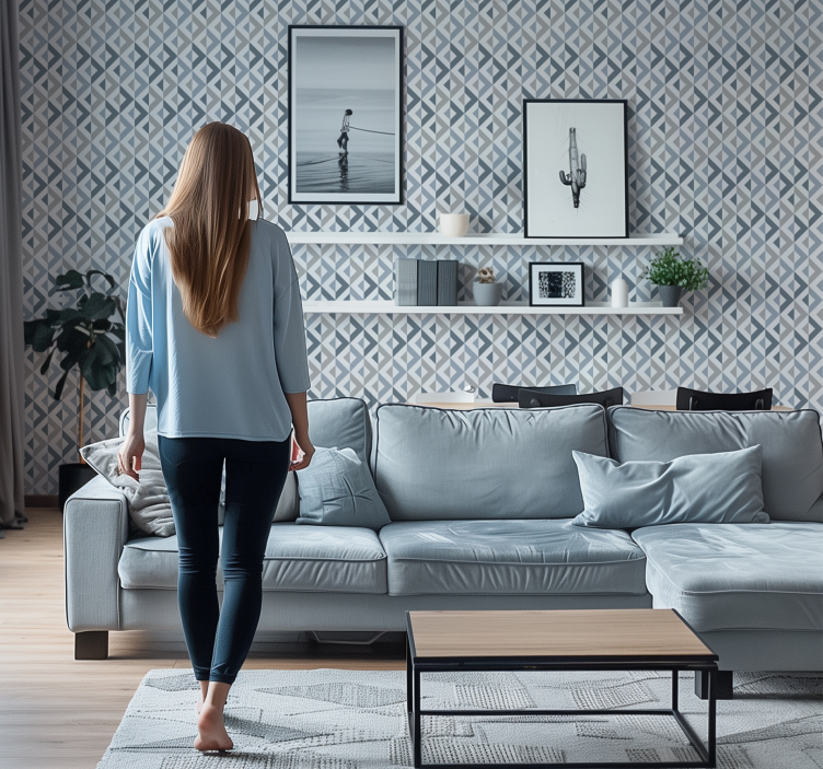 几何墙纸具有织物效果 - TenStickers