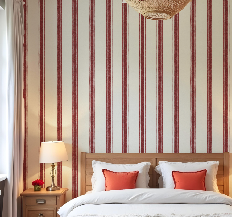 几何墙纸竖条纹红色 - TenStickers