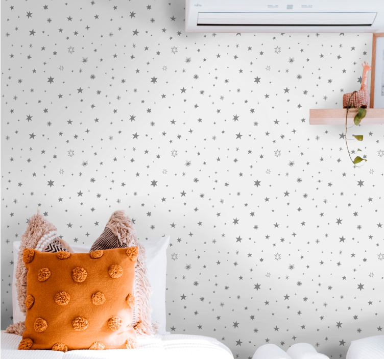 灰色背景与白色星星壁纸 - TenStickers