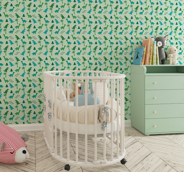 绿色恐龙儿童壁纸 - TenStickers